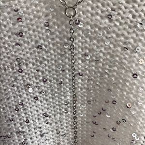 Sparkly Silver tones and white Tank Top